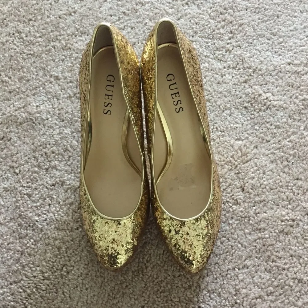 Guess Sparkly Gold Heels